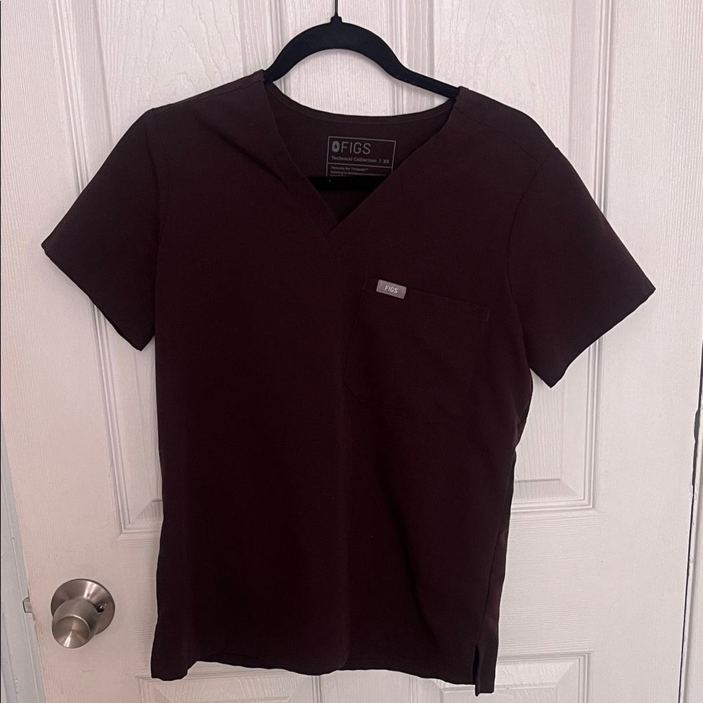 FIGS espresso scrub top, size XS